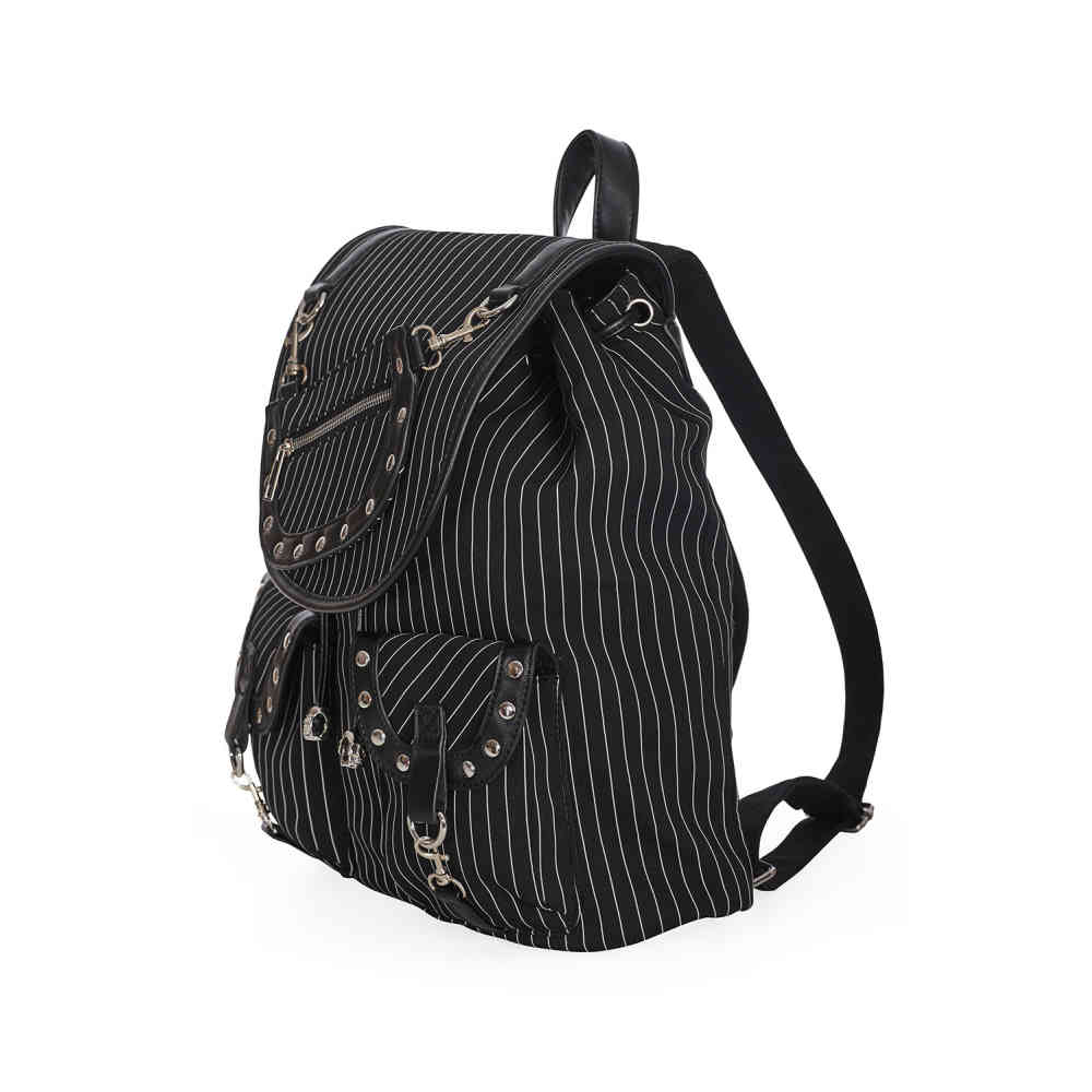 Banned - Black Core Pinstripe Rucksack - Schwarz